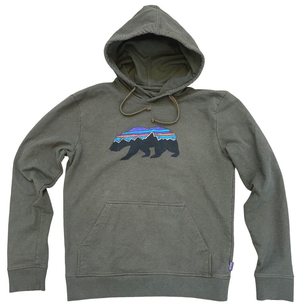 Patagonia Uprisal Hoody Mens Small‎ Green Fitz Roy Bear Graphic STY39539 FA18